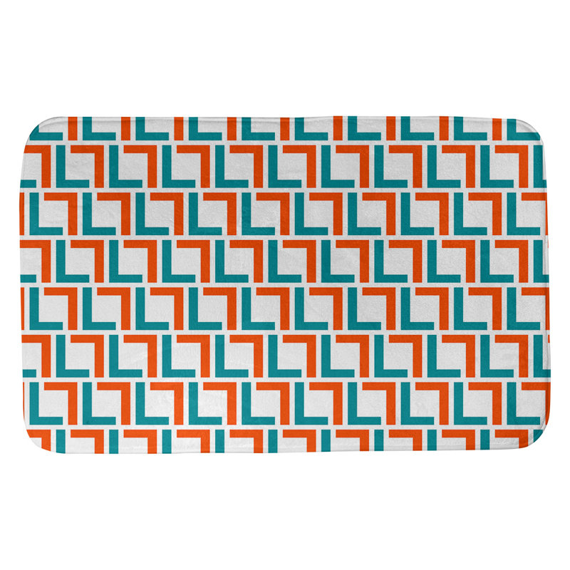 Tapis pour salle de bain Baltimore, l 17 po x L 24 po, White/Orange/Aqua