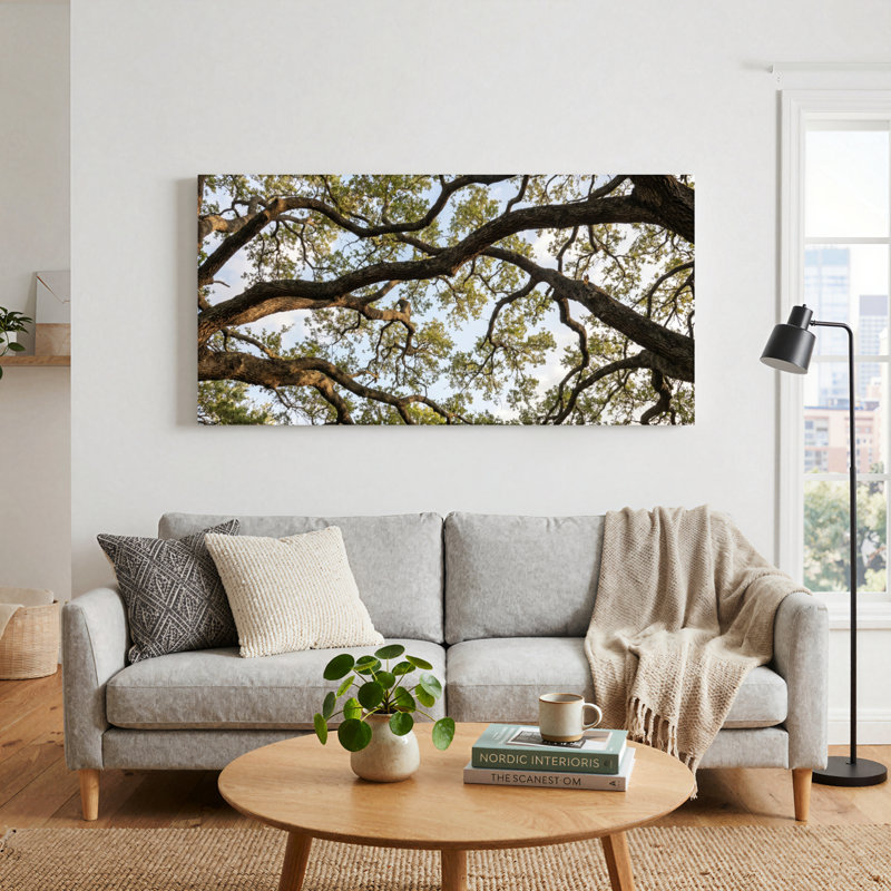 Ensemble de 1 tableau sur toile représentant la canopée d'un arbre, L 32 po x H 16 po, Toile tendue