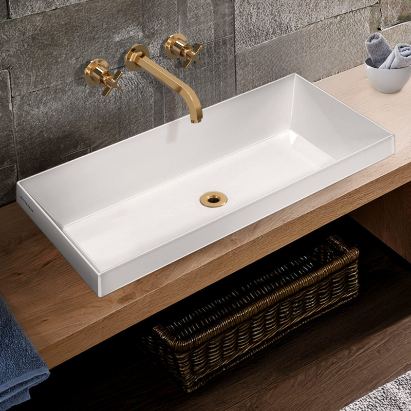 Bassin rectangulaire semi-encastré avec drain central 32 "Whitehaus
