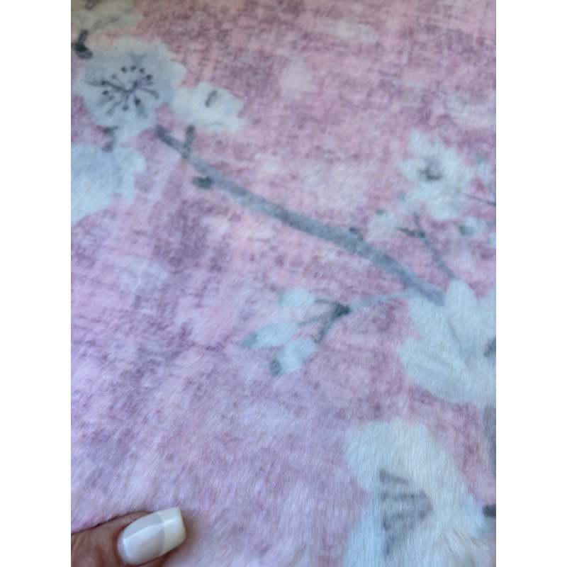 Floral Area Rug, Soft Pink, Rectangle 1'8" x 2'6"