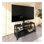 Meuble télé avec rangement en bois et plateau en verre trempé noir
