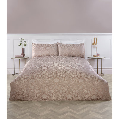 Damask Polyester Floral Duvet Cover Set