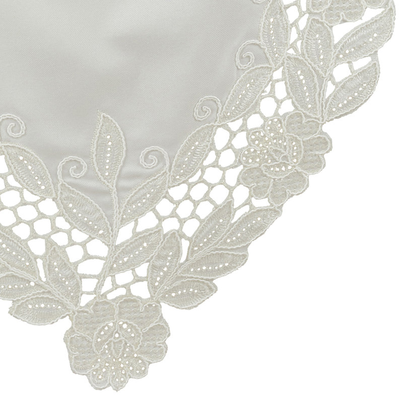 Ivory Floral Embroidered Polyester Table Runner