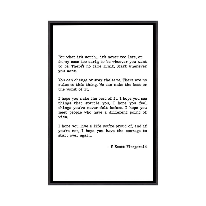 «For What It's Worth» par Scott Fitzgerald, impression d'art textuel, H 48 po x l 32 po x P 1,5 po, Pas de tapis