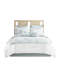 Édredon double en blanc - jupe de lit rembourrée 100% coton avec broderie sur le thème de la plage et 2 taies décoratives