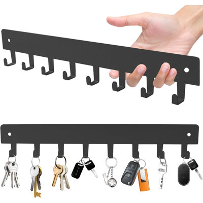 2 Pack Key Holder for Wall, Key Hooks with 8 Hooks, No Drilling Required, Self-Adhesive Key Holder