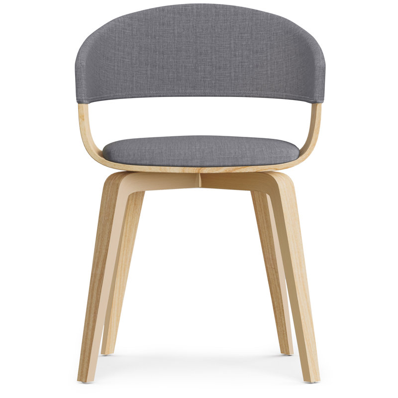 Lowell Bentwood Upholstered Dining Chair with Curved Backrest in Mid-Century Modern Style, Dark Gray