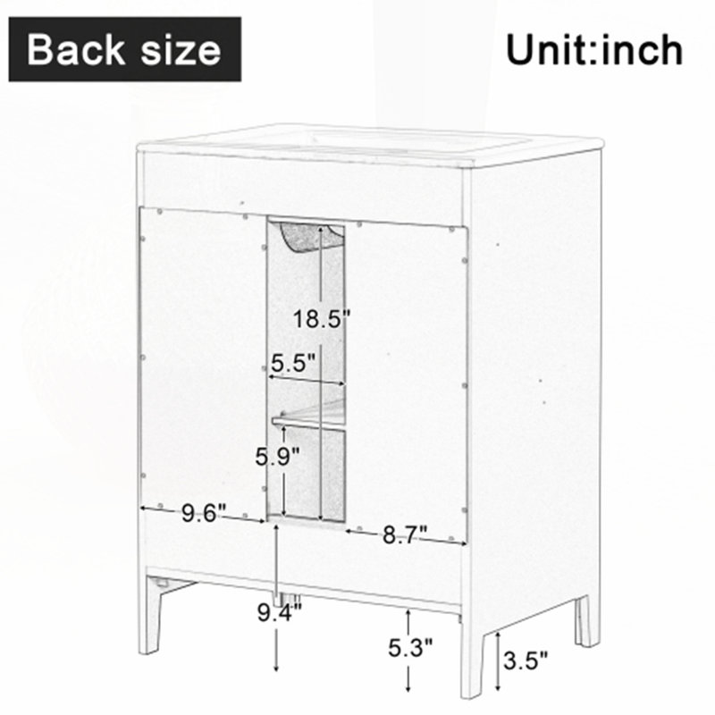 24" Bathroom Vanity with Sink, Gray