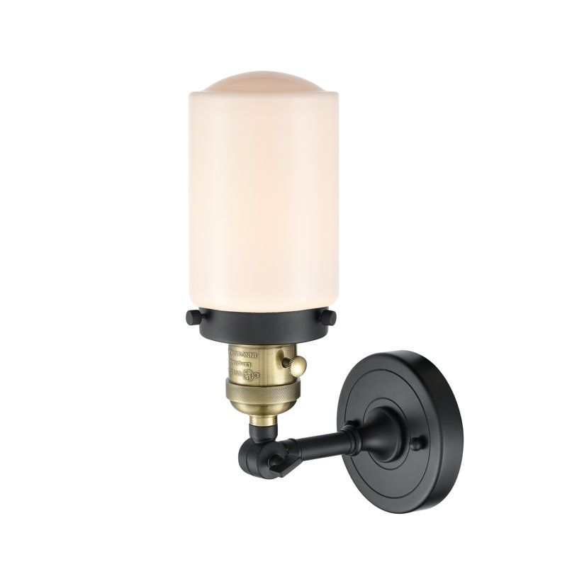 Saroyan Armed Sconce, 60 Watt Vintage Incandescent Bulb, Matte White, Black Antique Brass