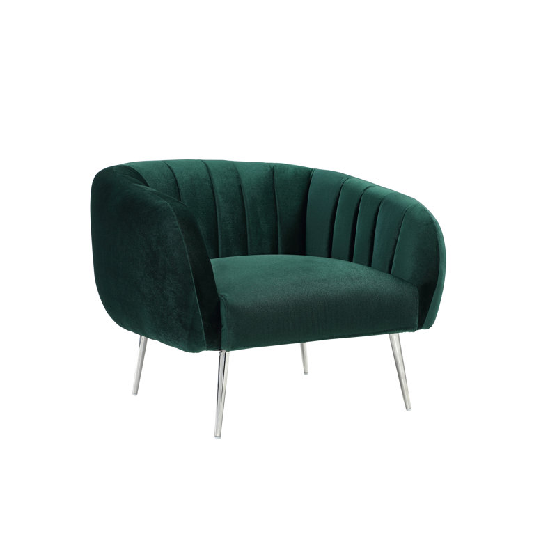 Chaise longue en velours Hilda, Velours vert, Argent