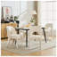 Ensemble de 2 chaises de salle à manger en chenille crème avec dossier creux, chaises de cuisine contemporaines pour la salle à manger-492320535