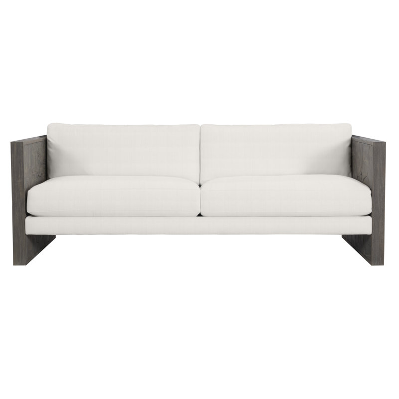 Madura 85.5" Wide Outdoor Teak Patio Sofa with Cushions, White Sunbrella 6063-000