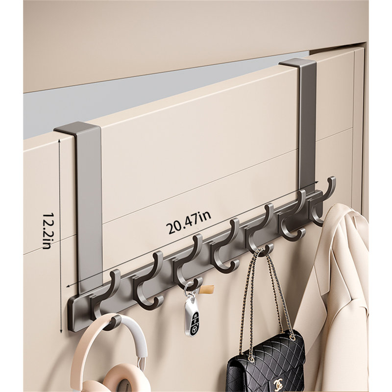 Porte-crochet en alliage d'aluminium au-dessus de la porte, H 12,2 po x l 20,47 po x P 1,81 po