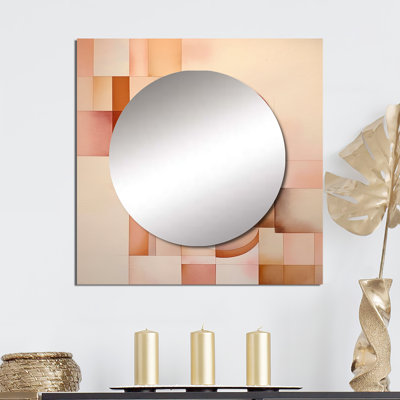 Jolee - Peach and Yellow Minimalist Harmony VII Minimalism Large Square Mirror Wall Decor For Bedroom