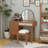 39" Retro Bohemian Style Wooden Makeup Vanity Set With Charging Plug&USB Port And Stool, Dressing Table With 3 Storage Drawers And 1 Rectangular Rattan Drawer-261184051