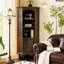 Grande armoire de coin en bois massif 68,11 "de style rétro avec grande porte en verre