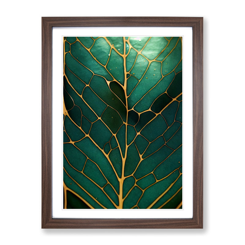 Awesome Leaf - Single Picture Frame Print, 46cm H x 34cm W x 2cm D, Walnut Framed