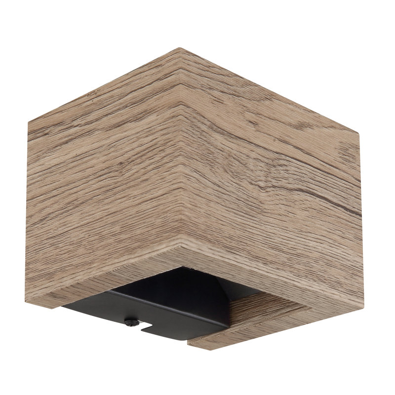 Alshareef Manufactured Wood LED Flush Mounted Sconce, Brown