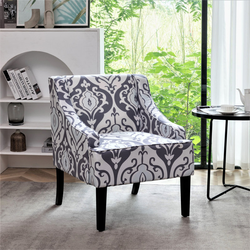 Chaise d'appoint rembourrée polyvalente, structure en bois massif avec accoudoirs encastrés, pieds avant effilés et pieds évasés, chaise d'appoint rembourrée en mousse et à ressorts à arc pour la salle à manger du vestibule