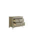 Table de chevet 2 tiroirs de style moderne en bois et accents en miroir