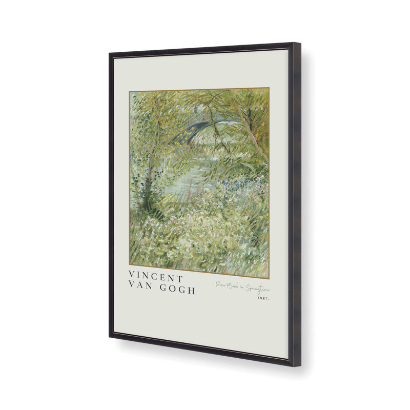 Van Gogh's River Bank in Springtime v3, impression dans un cadre, H 11,25 po x l 9,25 po x P 1,25 po, Zinc patiné
