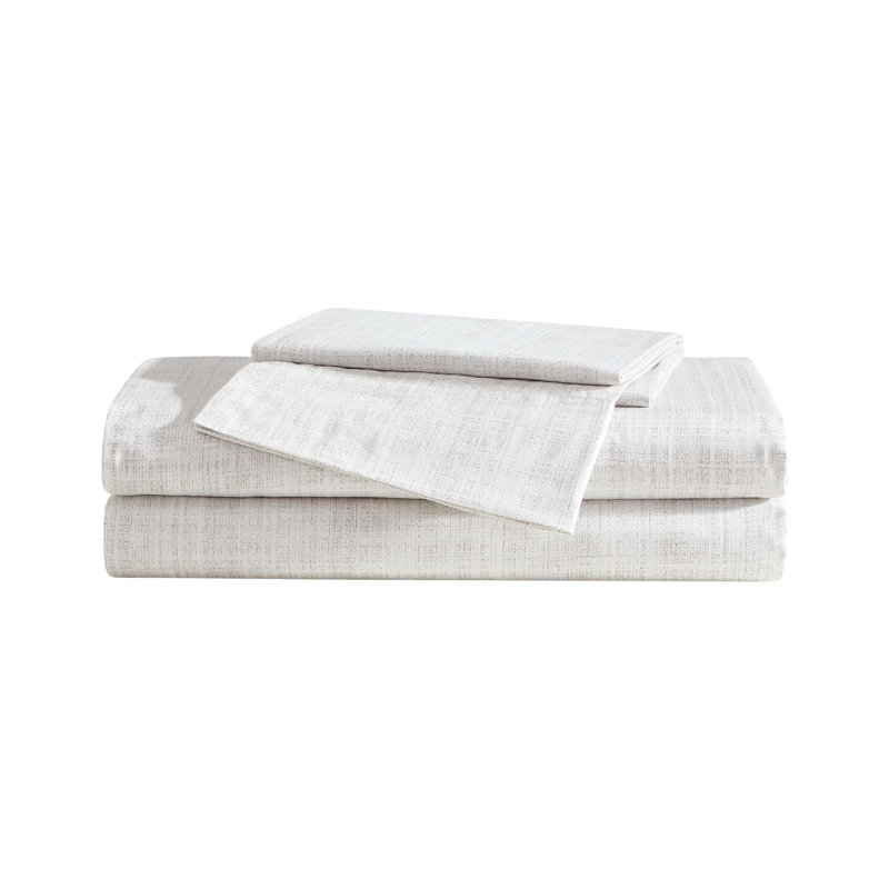 Vera Wang Erased Texture Cotton Beige Sheet Set, King