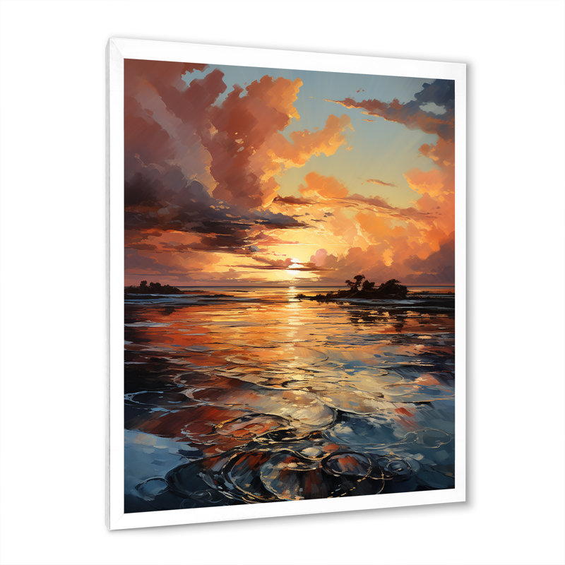 Beardstown Sunset Ocean Horizons I - impression, H 32 po x l 16 po x P 1 po, Cadre photo blanc
