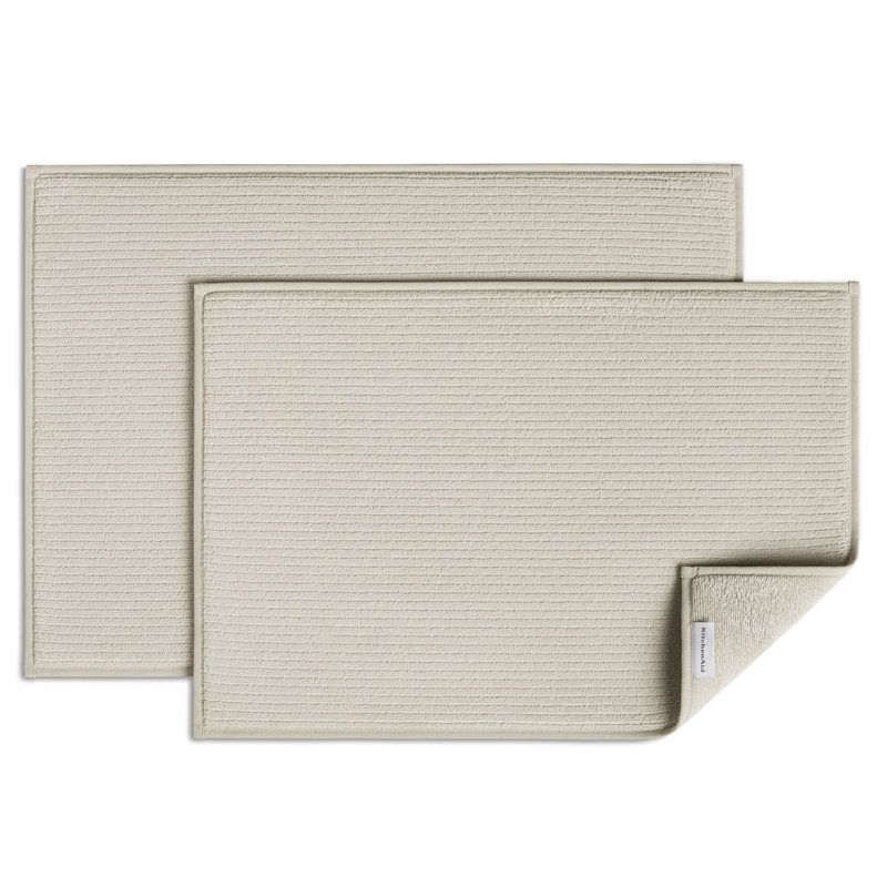 KitchenAid Micro Rib Solid Dish Drying Mats, Set of 2, MILKSHAKE SAND