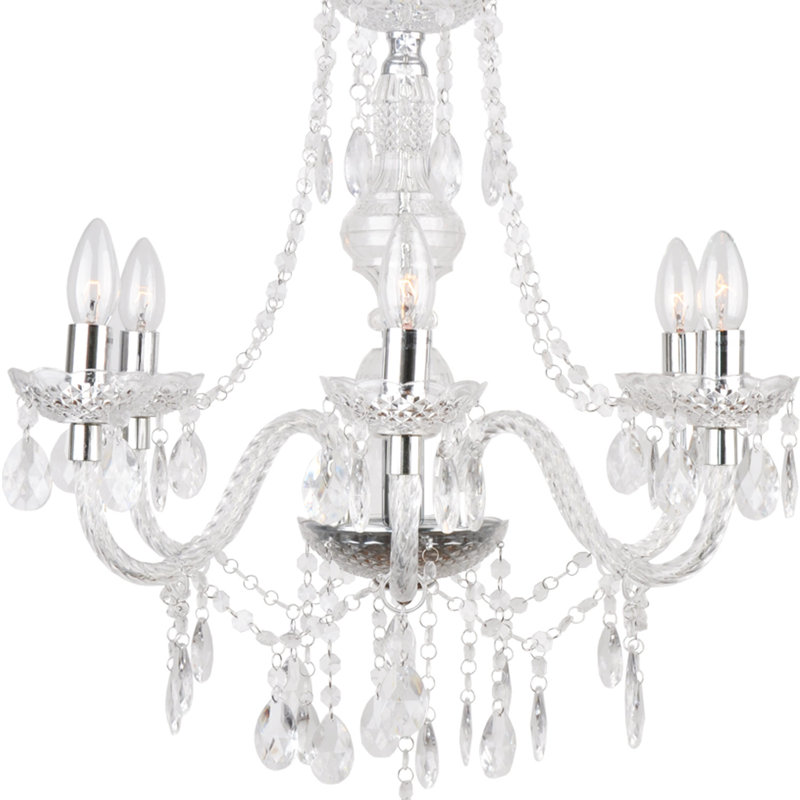 Puckett 6 - Light Candle Style Chandelier, Transparent