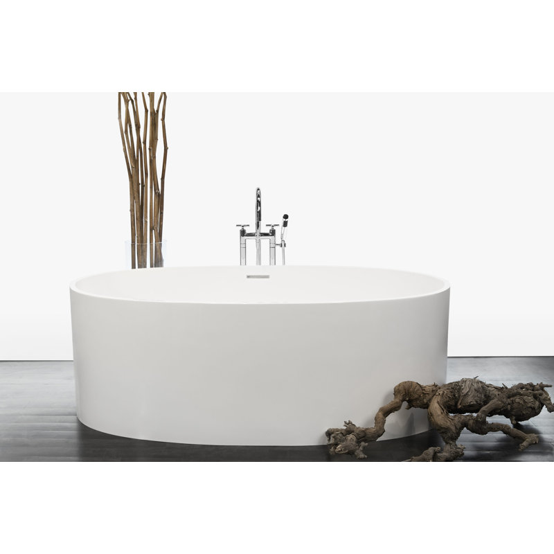 BE 65'' L Freestanding Soaking Bathtub, Matte Black, Matte White