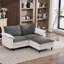 Canapé d'angle Cloud bicolore en forme de L, sectionnel modulable avec pouf, assise profonde 2 places en chenille et coussin-825734943