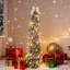Arbre de Noël escamotable 5 pi avec 50 lumières, arbres de Noël pliables artificiels avec sommet d'arbre, arbre de Noël pré-éclairé avec guirlandes de Noël pour les décorations de Noël intérieures et extérieures