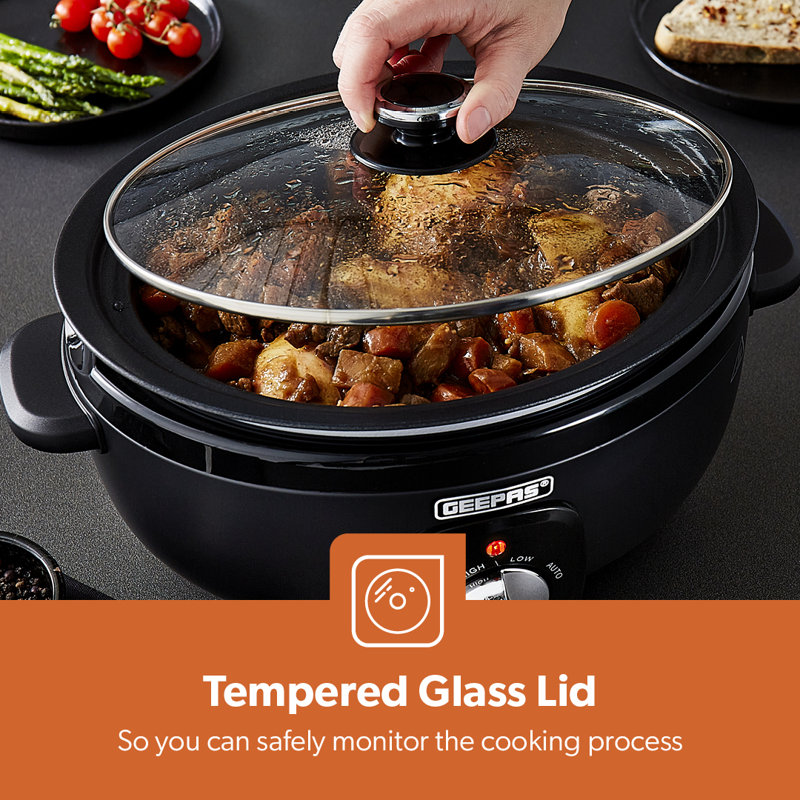 Geepas 6.5 Litre Slow Cooker 3 Temperature Settings, 3.6 Qt.