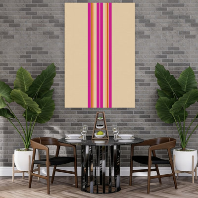 Fuchsia Orange Vertical Stripes Abstract Colorful Geometric Wall Art Print 1 Piece Wrapped Canvas Wall Art