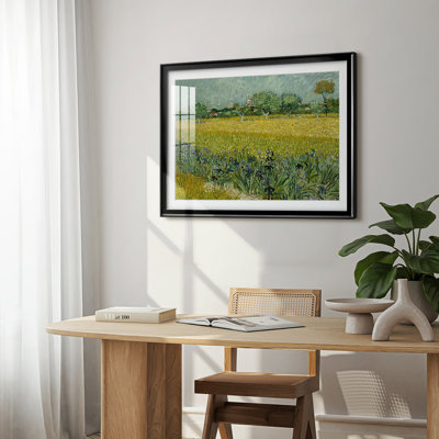 View of Arles with Irises in the Foreground-Vincent van Gogh-Framed - Fine Art Reproduction, Matted and Framed Under Acrylic Glass, Large Living Room Wall Art