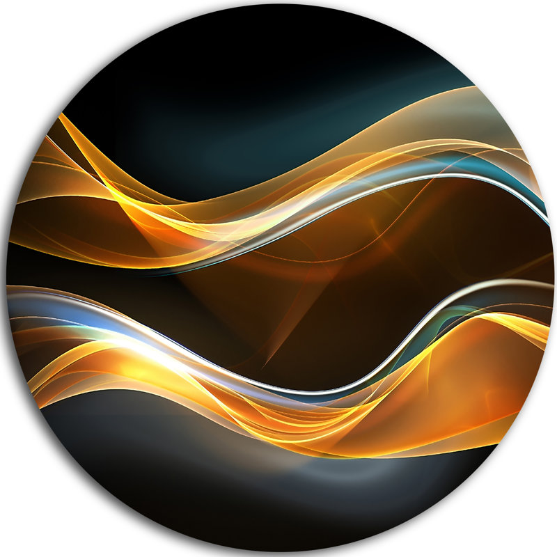Corwin 3D Gold Waves en noir - impression abstraite, H 11 po x l 11 po x P 1 po, Métal