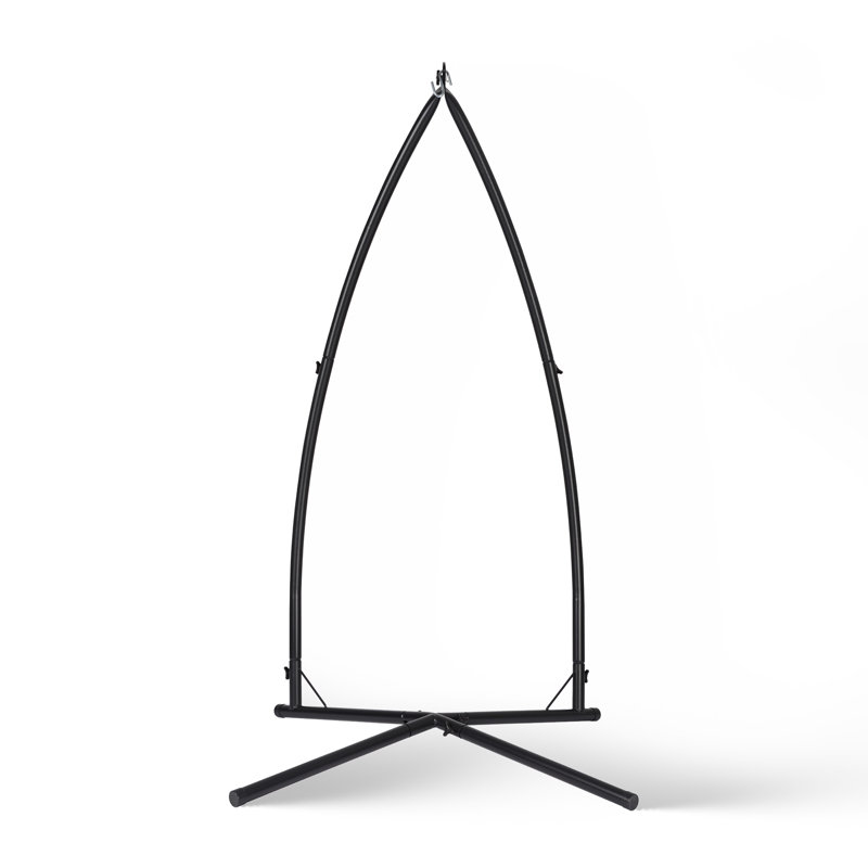 Structure de chaise de balançoire pour patio ou porche Island Retreat Boho Breeze - Support de hamac robuste de style C thermolaqué avec quincaillerie d'assemblage - L 43,31 po x l 43,31 po x H 82,68 po, noir