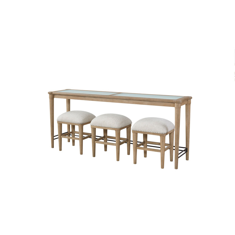 Console en verre givré avec 3 tabourets