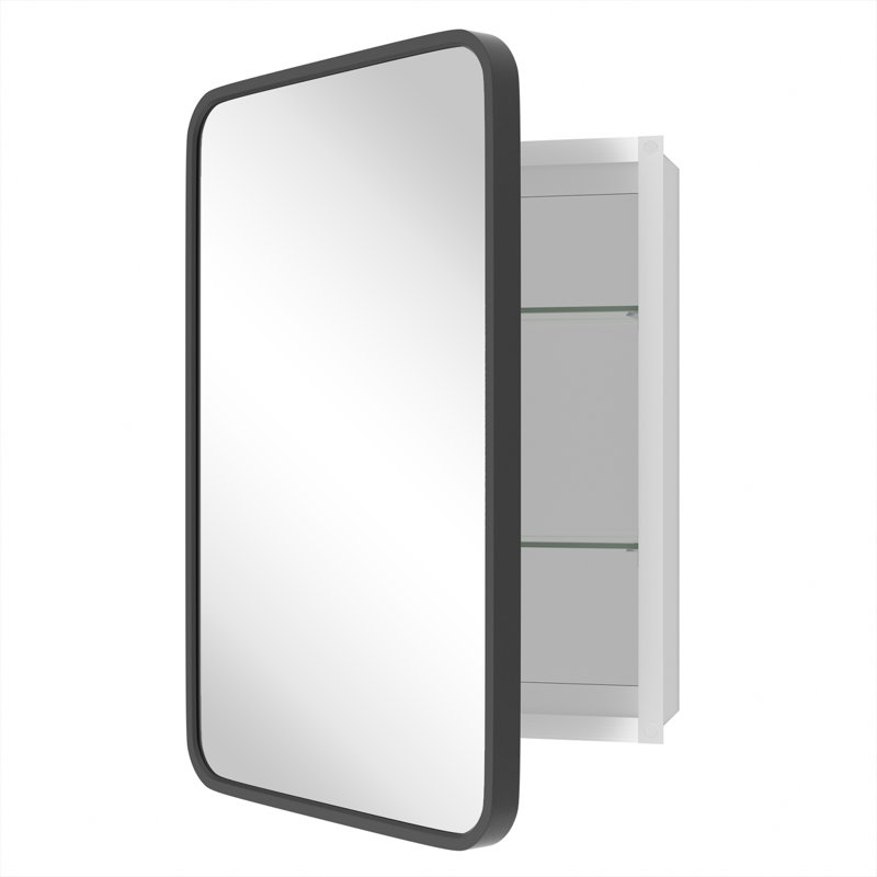 Armoire à pharmacie avec miroir réglable Anaahat, Noir, H 24 po x l 16 po x P 3,8 po
