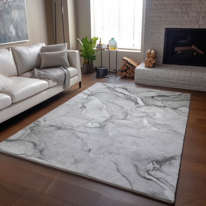 Premium Machine Washable Cerrito AMF516 Gray Rug, Rectangle 9' x 12'