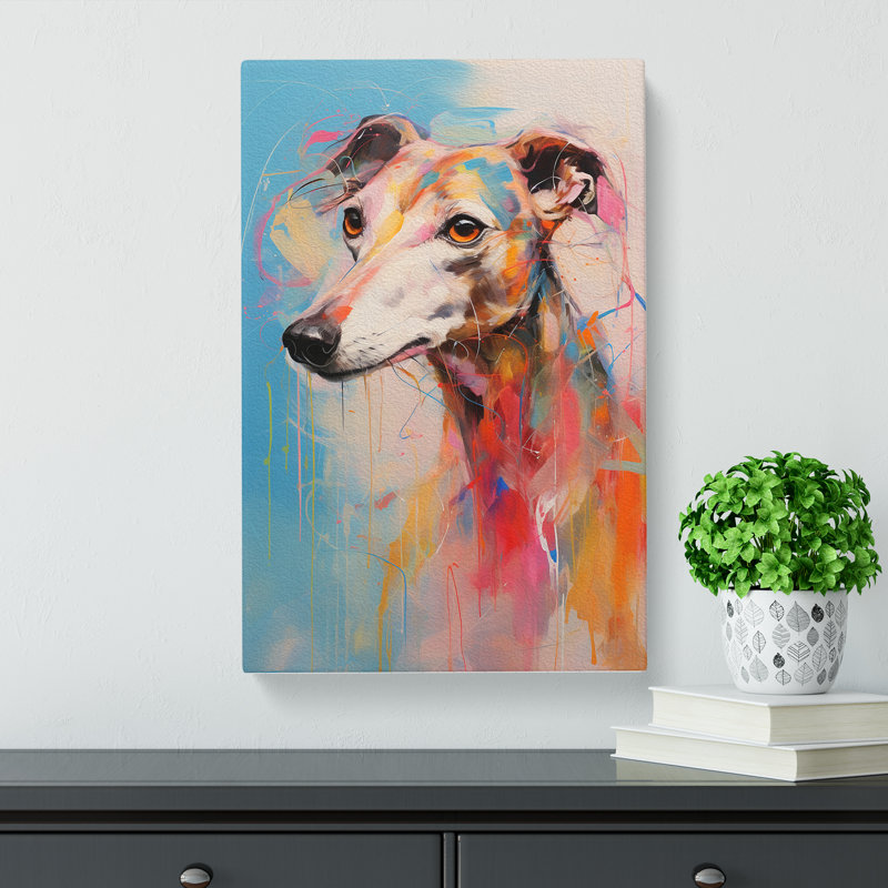 Whippet Gestural - Art Prints - Wrapped Canvas, 60cm H x 40cm W x 3cm D