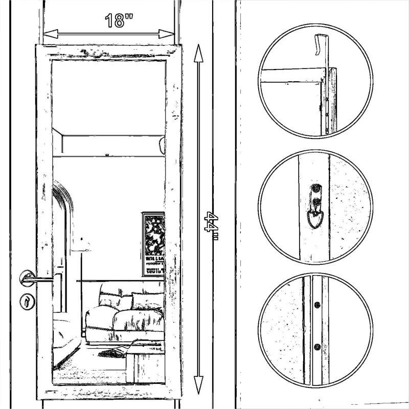 Full Length Over Door Mirror, 44X18 Inch Wooden Frame Dressing Mirror With Metal Hangers, Hanging Or Wall Mounted For Bedroom, Bathroom, White