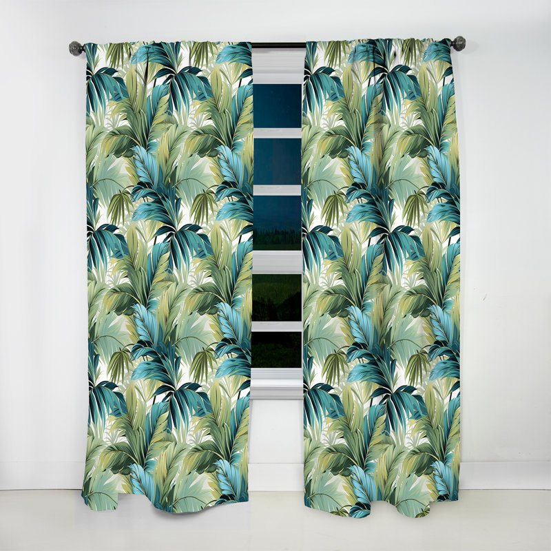 Motif tropical Palm Oasis - Rideau tropical - Velours obscurcissant - 1 panneau, L 52 po x L 108 po