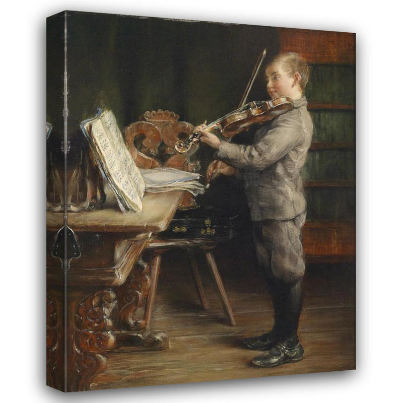 «Boy jouant du violon» par Otto Piltz - Art mural sur toile tendue avec châssis, H 24 po x l 17 po