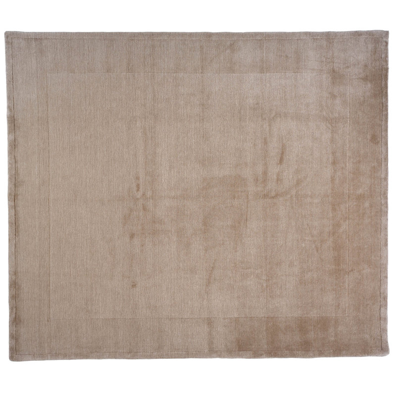 Tapis unique en viscose noué à la main brun clair de 9 pi x 12 pi