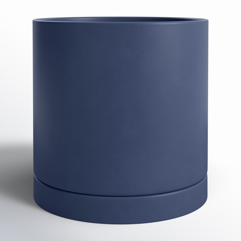 Pot de fleurs en céramique Carlotta, Bleu foncé, H 10 po x l 10 po x P 10 po