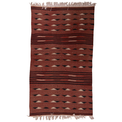 Hand Knotted Wool Area Rug in Red