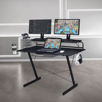 Bureau d'ordinateur avec tablette en carbone Techni Sport TS-200, noir