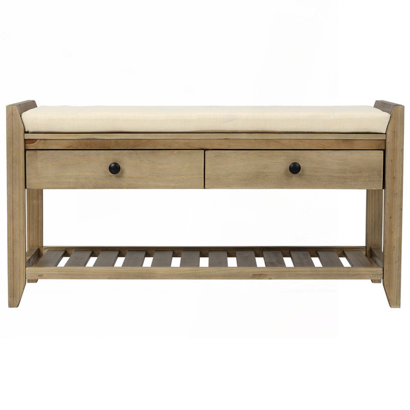 Banc de rangement en bois, Gris délavé