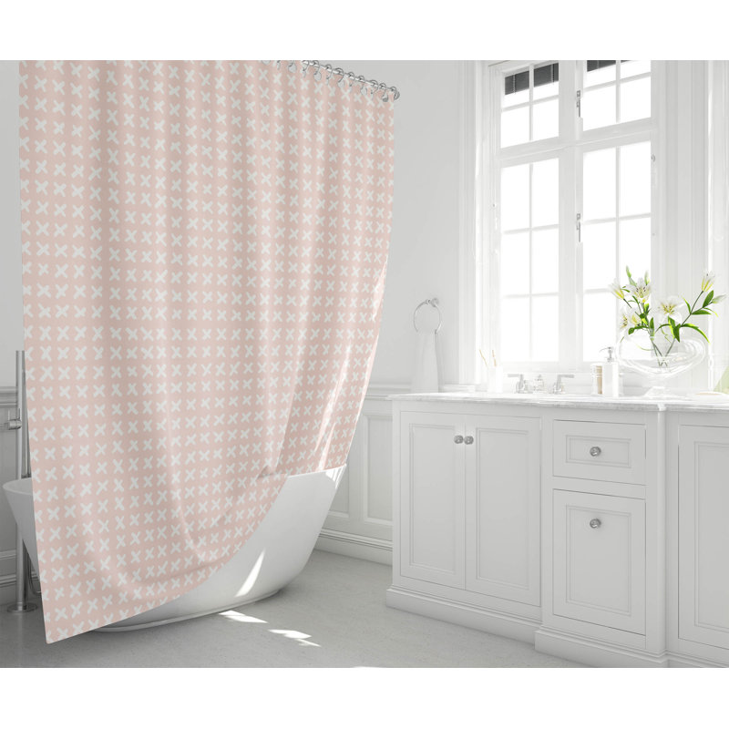 Cross Ultra-Thin Lightweight Shower Curtain, Pink